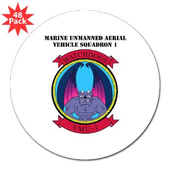 MUAVS1 - M01 - 01 - Marine Unmanned Aerial Vehicle Sqdrn 1 with text - 3" Lapel Sticker (48 pk)